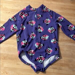 Hanna Andersson Purple Fish Print Rashguard